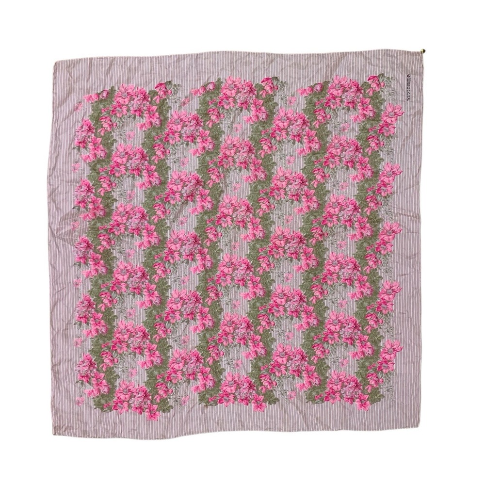 Vivienne Westwood Silk Floral Stripe Scarf Pink Boho Spring Lightweight 33x33